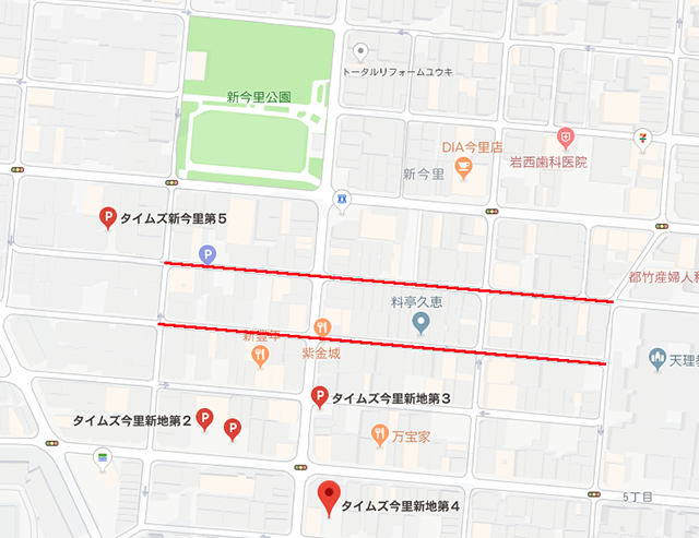 今里新地の駐車場情報